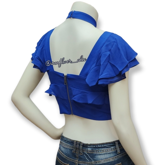 [NEW] Nasty Gal Choker Flutter Sleeve Halter Crop Top - Picture 8 of 14